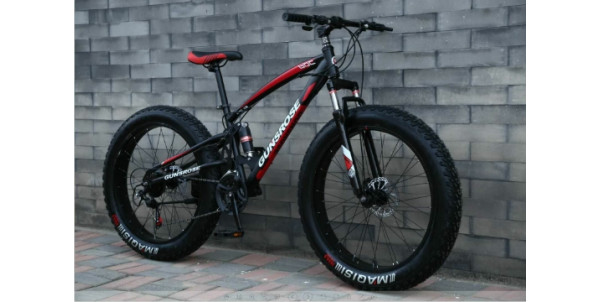 Велосипед Fatbike GUNSROSE-2 черный с красным на спицах